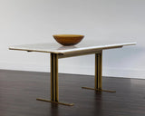 Ambrosia Dining Table Modern Marble Top Antique Brass Base