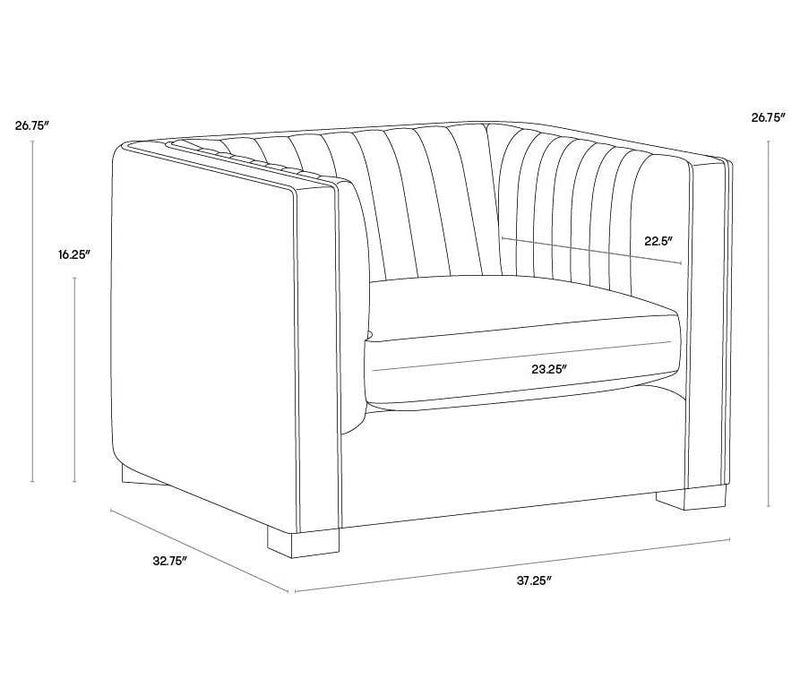 Caitlin Armchair Hemingway Silver Modern Tufted Lounge Chair