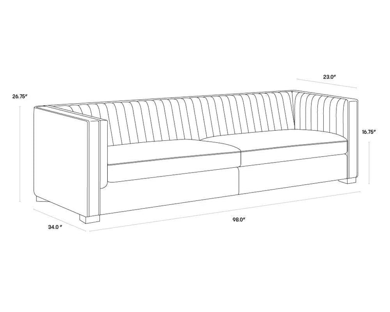 Caitlin Sofa Hemingway Silver Modern Design With Brass Legs