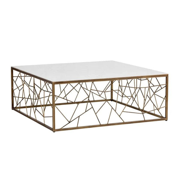 Vero Coffee Table Marble Top With Rustic Bronze Base