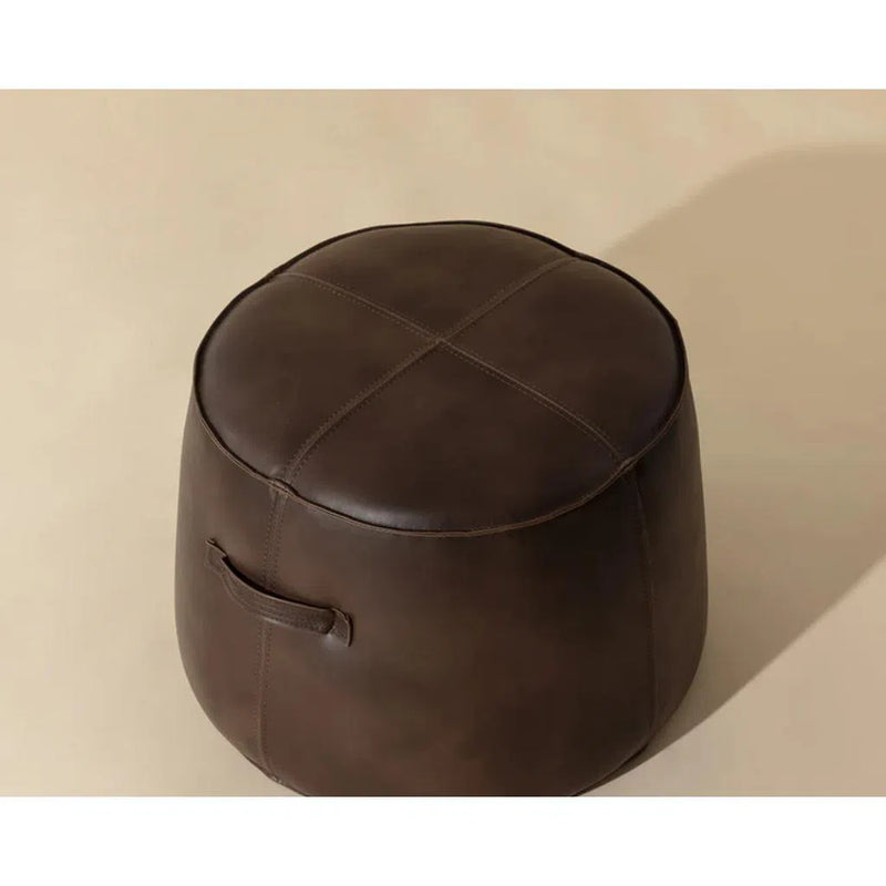 Mitchell Leather Upholstered Round Ottoman