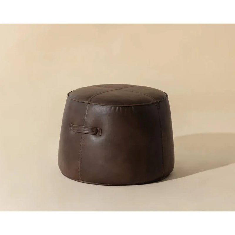 Mitchell Leather Upholstered Round Ottoman