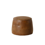 Mitchell Leather Upholstered Round Ottoman