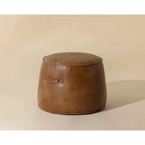 Mitchell Leather Upholstered Round Ottoman