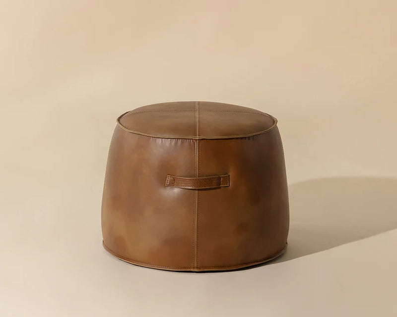 Mitchell Leather Upholstered Round Ottoman