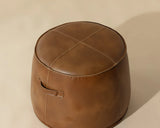 Mitchell Leather Upholstered Round Ottoman