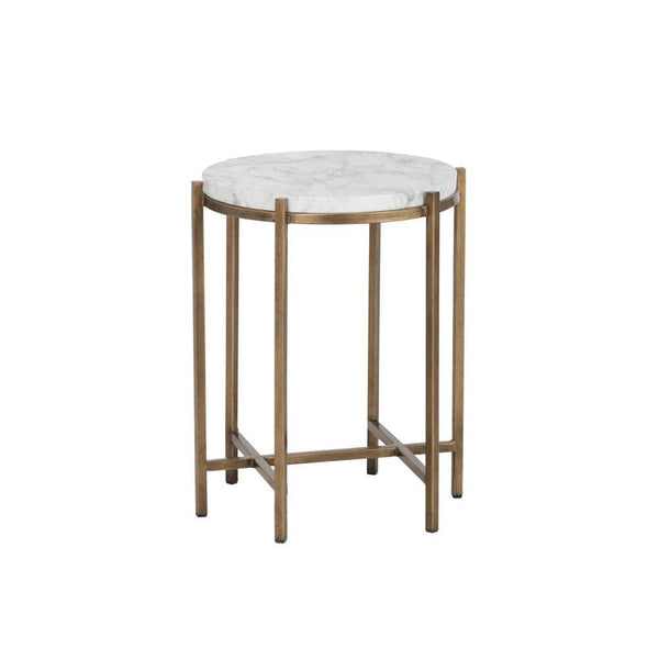 Solana End Table With Marble Top And Brass Base