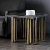 Alto Side Table With Distressed Oak Veneer And Brass Legs