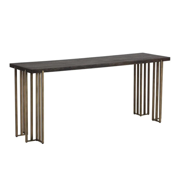 Classic Espresso Wood Console Table With Brass Legs