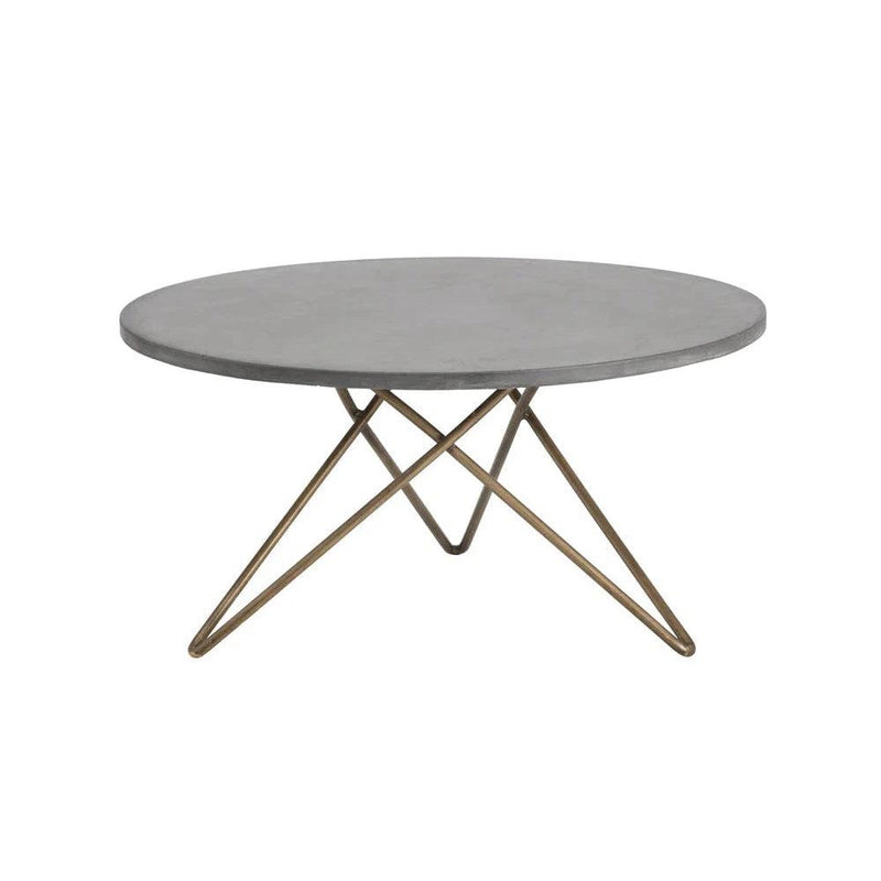 Wesley Coffee Table Concrete Top With Antique Brass Base