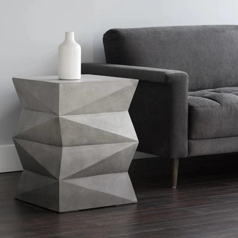 Niran End Table Stylish Concrete Grey Black Ombre Finish