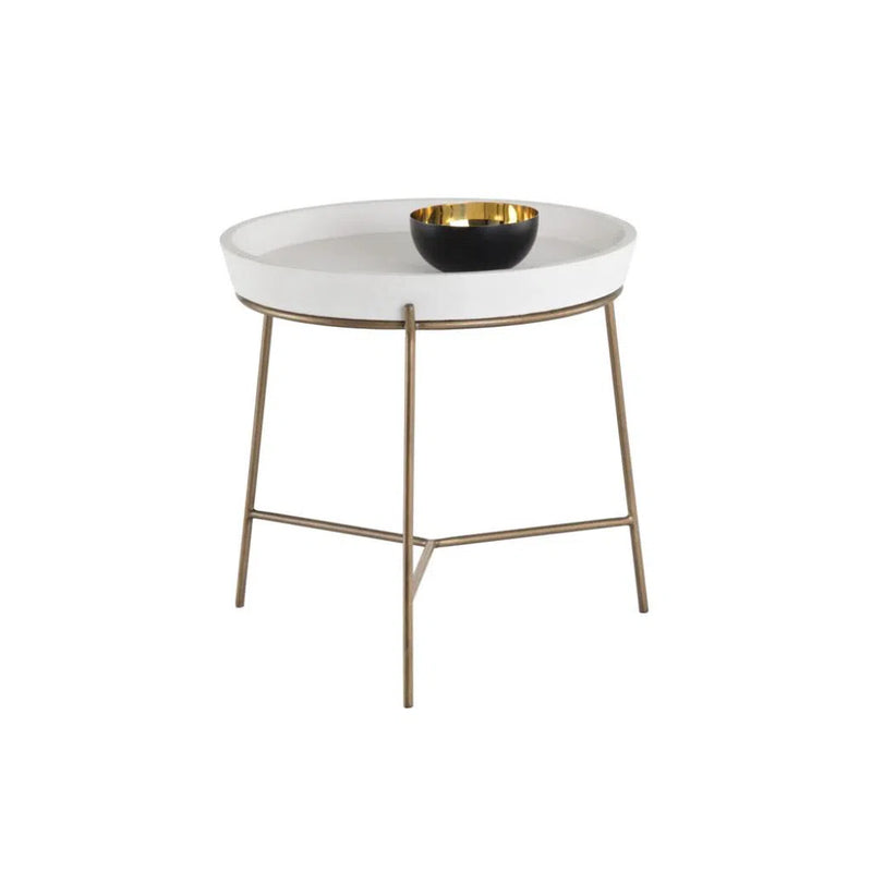 Remy Iron Framed Concrete Round End Table