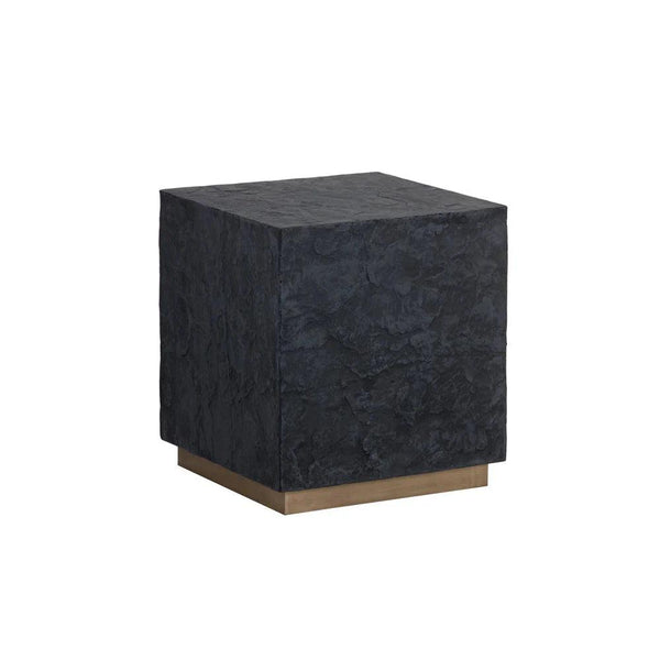 Newbury End Table Modern Concrete with Brass Base