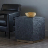 Newbury End Table Modern Concrete with Brass Base