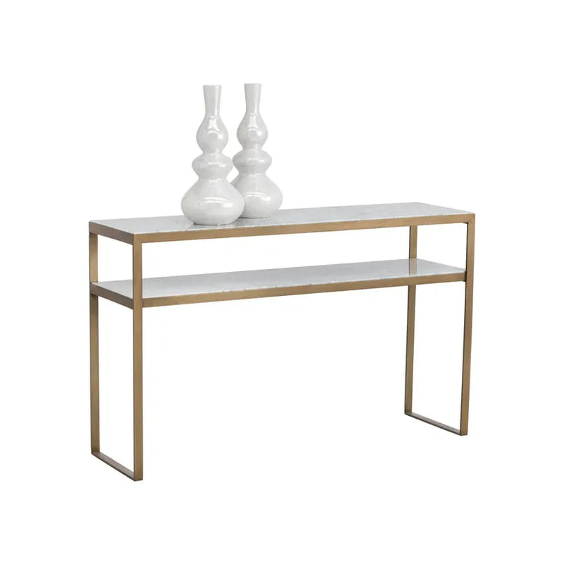 Evert White Marble Topped Rectangular Console Table