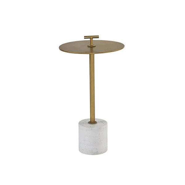 Sia End Table Modern Brass Top With Marble Base