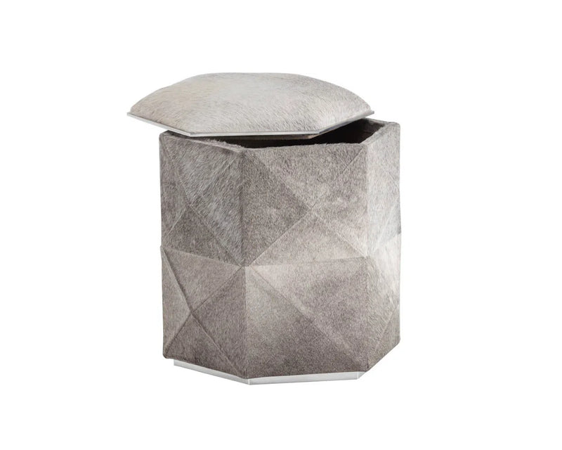 Ashanti Cowhide Upholstered Small Storage Ottoman