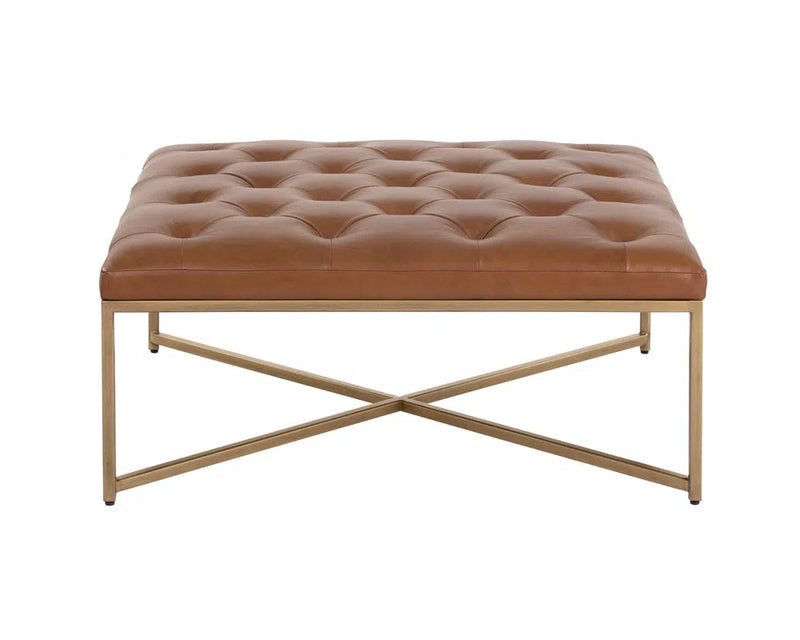 Endall Leather Upholstered Square Ottoman