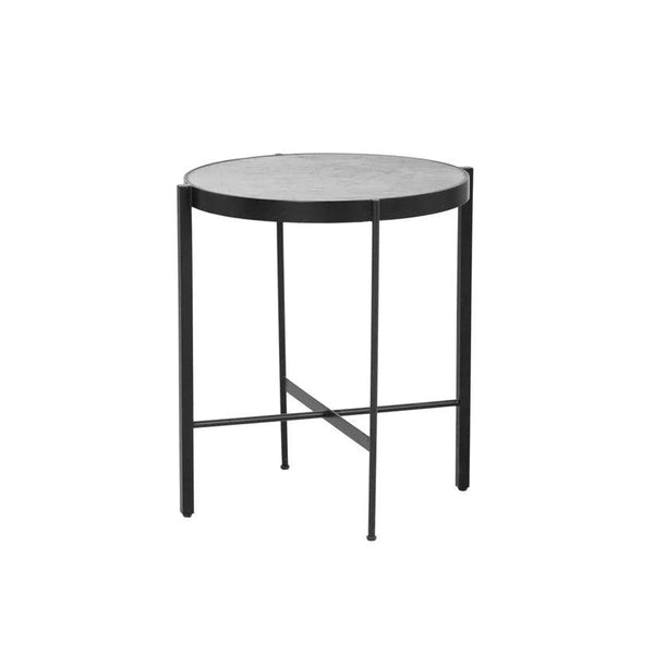 Willem End Table White Marble With Matte Black Base