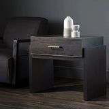 Patsy Nightstand Classic Brown Wood With Metal Accents