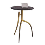 Elegant TRENT End Table Matte Black Marble Gold Legs