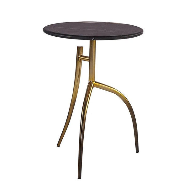 Elegant TRENT End Table Matte Black Marble Gold Legs