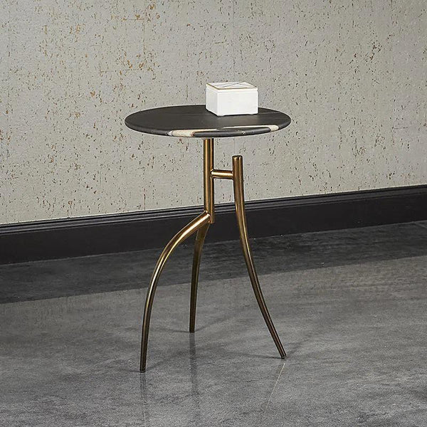 Elegant TRENT End Table Matte Black Marble Gold Legs