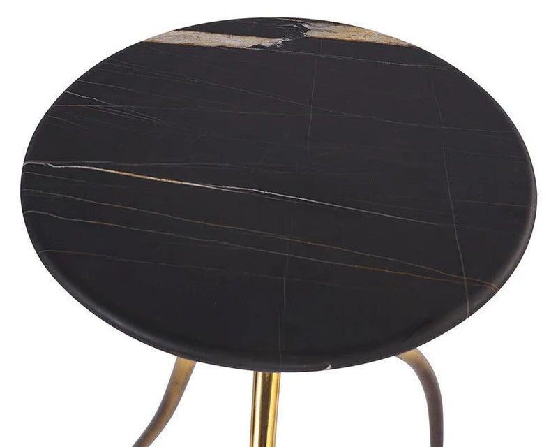 Elegant TRENT End Table Matte Black Marble Gold Legs