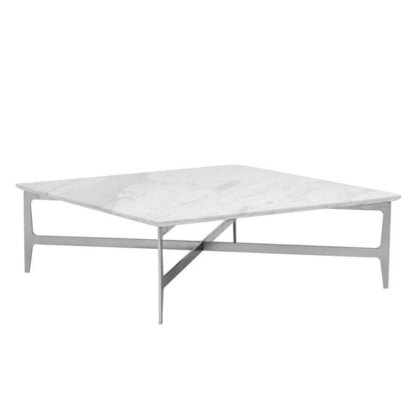 Clearwater Coffee Table Modern White Marble Stainless Steel