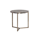 Cecil End Table With Brown Marble Top And Steel Base