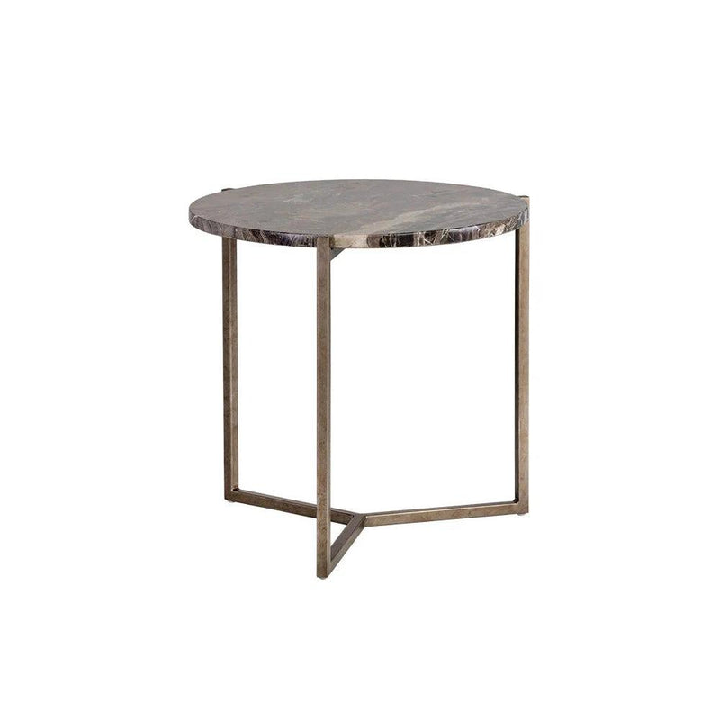 Cecil End Table With Brown Marble Top And Steel Base