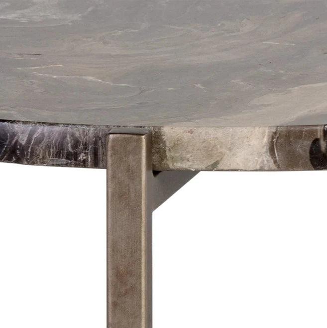 Cecil End Table With Brown Marble Top And Steel Base