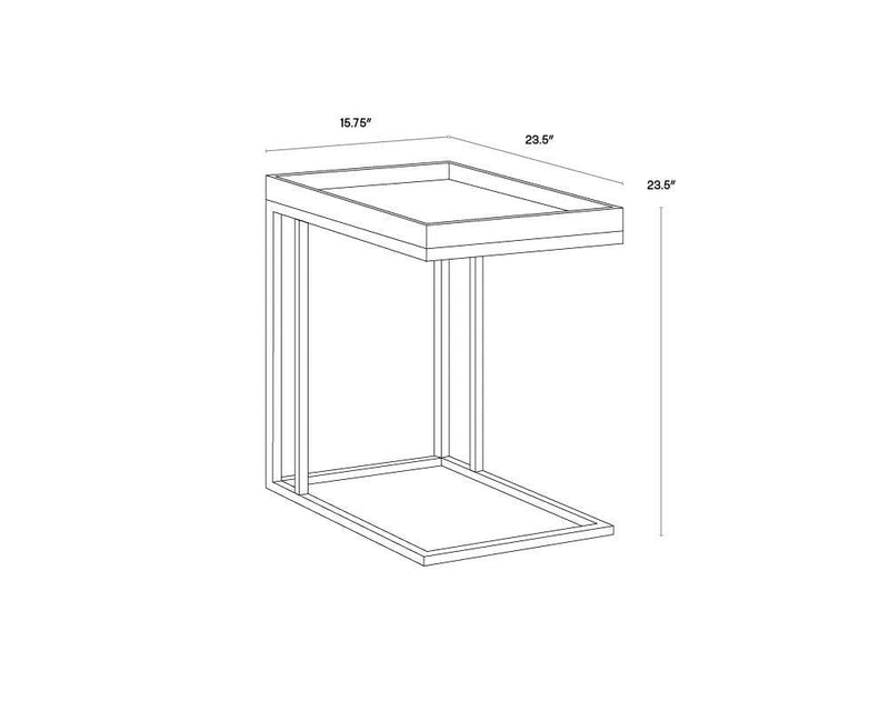 Arden C-Shaped Wooden Rectangular Side Table