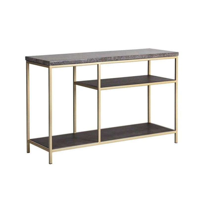 Arden Console Table With Grey Marble Top And Gold Frame