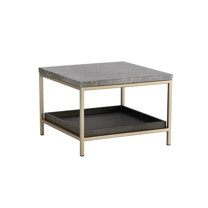 Arden Side Table With Grey Marble Top And Gold Frame