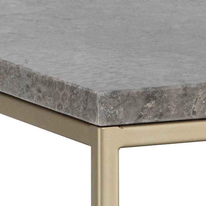 Arden Side Table With Grey Marble Top And Gold Frame