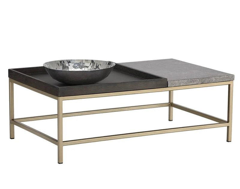 Arden Coffee Table With Grey Marble And Gold Frame