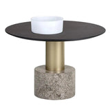 Monaco Marble Based Wooden Round Coffee Table