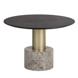 Monaco Marble Based Wooden Round Coffee Table