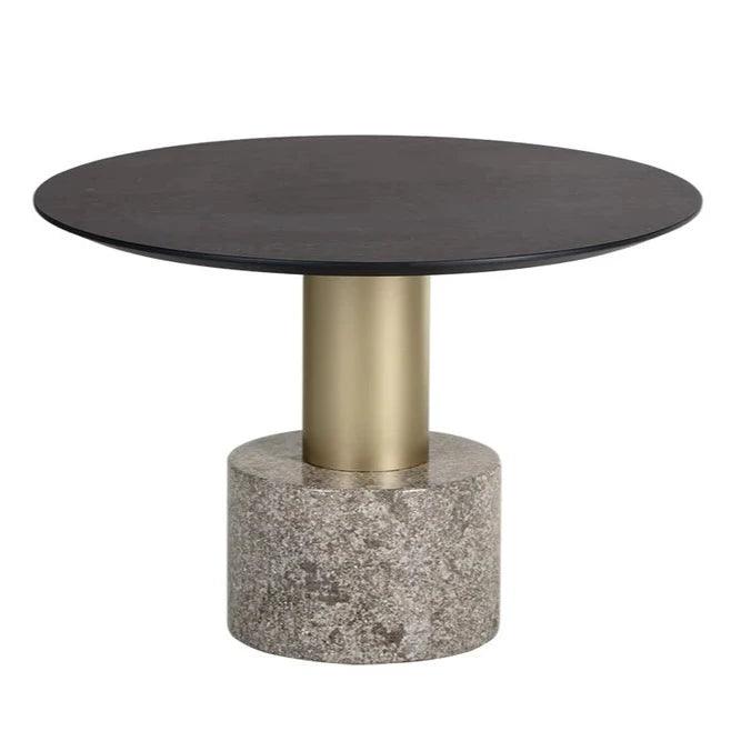 Monaco Marble Based Wooden Round Coffee Table