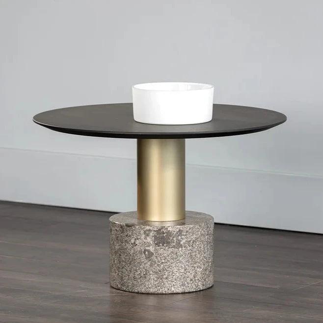 Monaco Marble Based Wooden Round Coffee Table