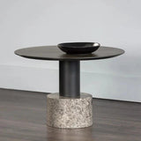 Monaco Marble Based Wooden Round Coffee Table