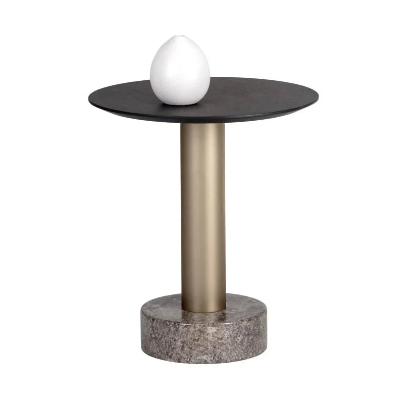 Monaco Marble Based Wooden Round End Table