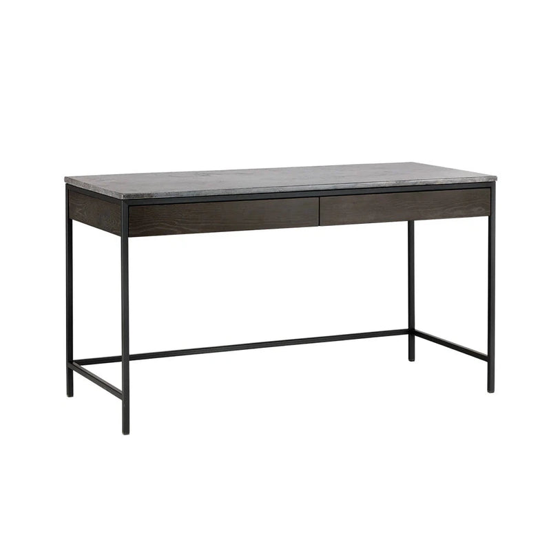 Stamos Desk Modern Marble Top With Black Iron Frame