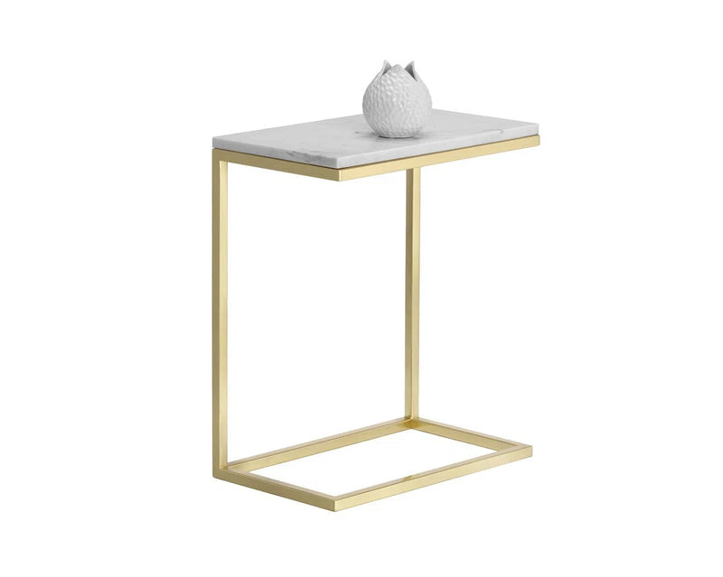 Amell Steel Framed Marble Rectangular End Table