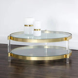 York Coffee Table Brass With Glass Shelves And Modern Design