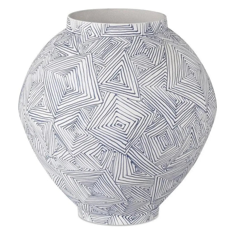 10.5" Zag Porcelain Blue Vase - LOOMLAN - Currey & Co - Vases & Jars