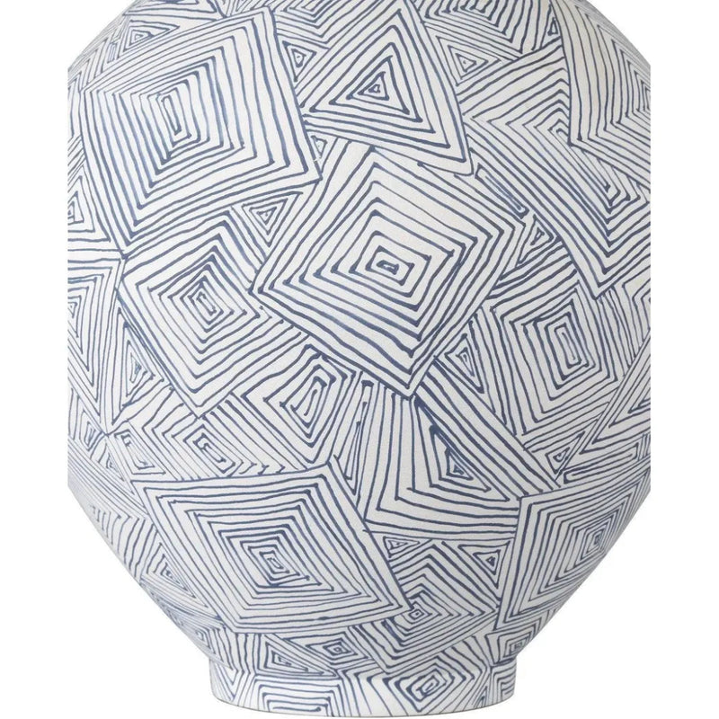 10.5" Zag Porcelain Blue Vase - LOOMLAN - Currey & Co - Vases & Jars