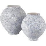 10.5" Zag Porcelain Blue Vase - LOOMLAN - Currey & Co - Vases & Jars