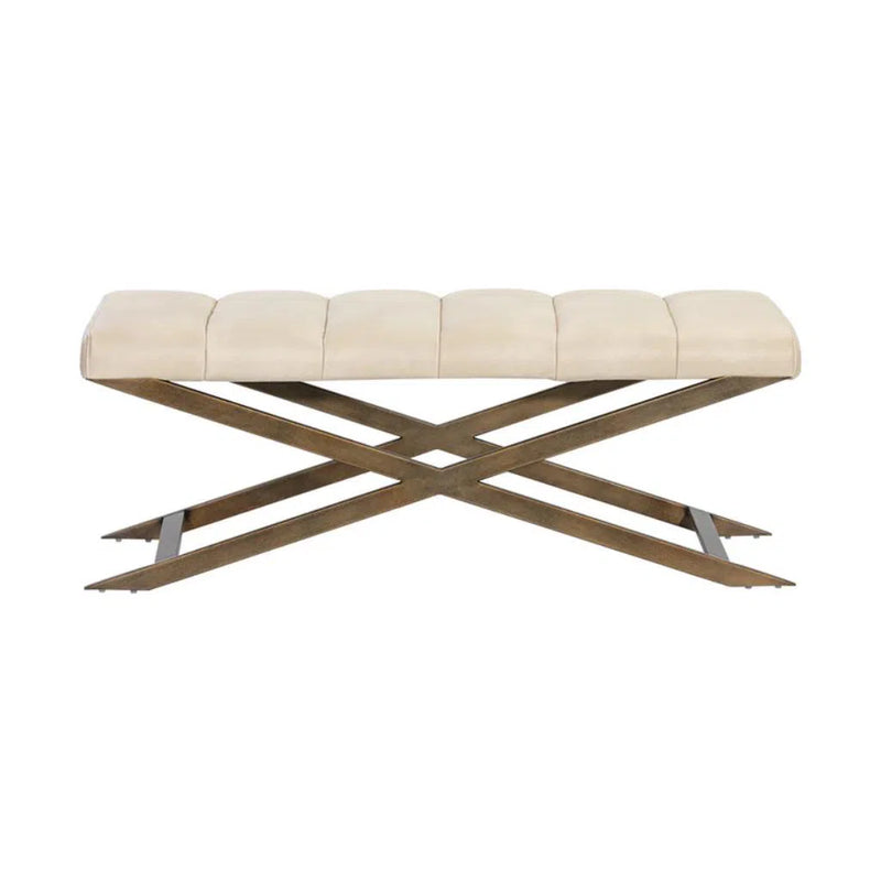 Kammi Leather Upholstered Backless Bench